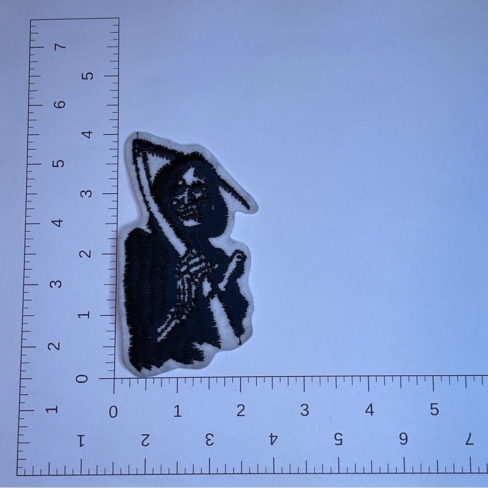 Black and White Grim Reaper Embroidered Patch